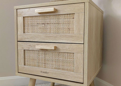 Catalier Rattan utility storage cabinet with 2 drawers