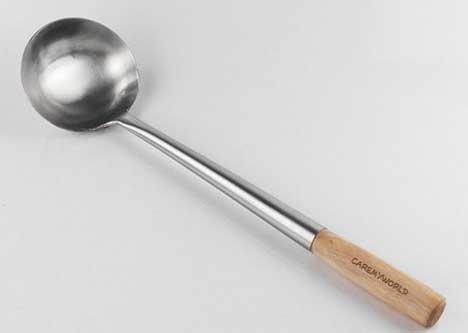 Caremyworld Stainless Steel Ladle with Wooden Handle